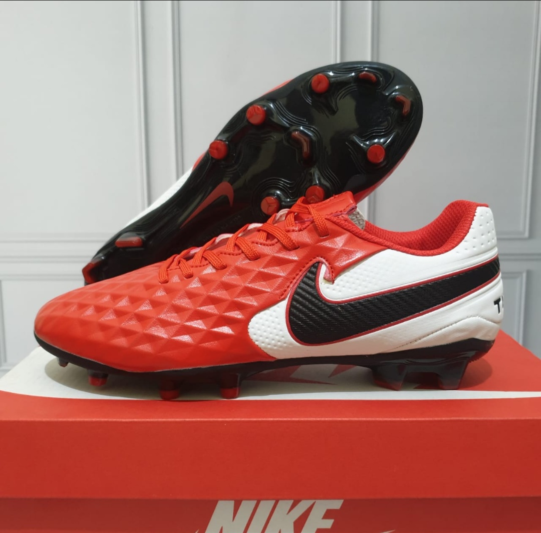 nike tiempo red and black